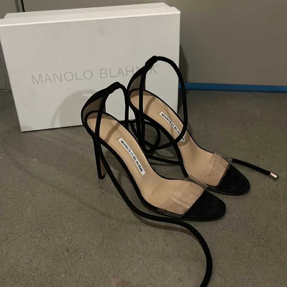 Manolo Blahnik Suede and PVC Sandal